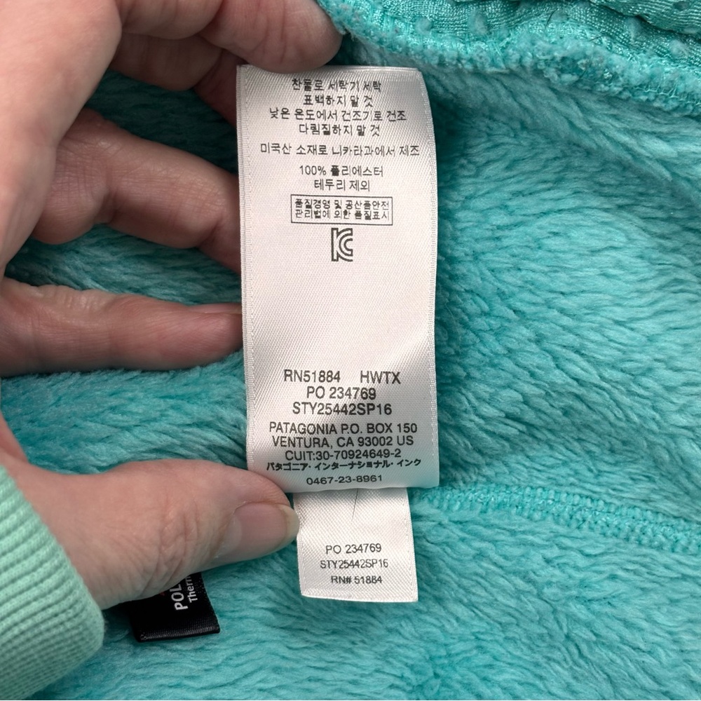 Patagonia Synchilla Thermal Pro Fleece Pullover Teal Yellow Womens XL Pocket NEW - Picture 9 of 11